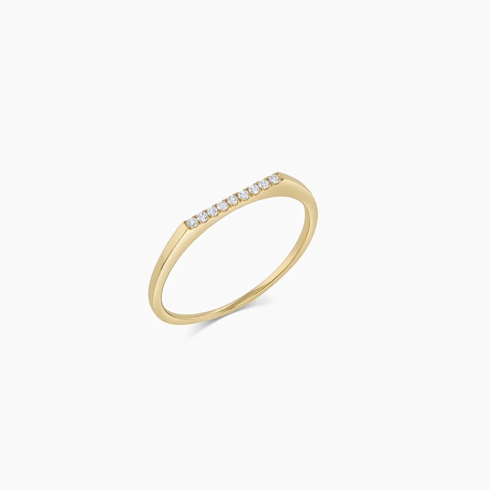 Gorjana 14k Gold Diamond Bar Ring Size 7 Minimalist Stackable Dainty